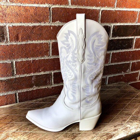 JEFFREY CAMPBELL Dagget Boot Western Cowgirl Boots White 9.5 MSRP $270 - Picture 7 of 13